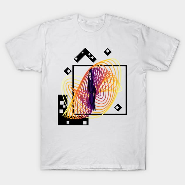 Harmonograph Pendulum Geometry | Inferno MultiVerse Yellow Red Black T-Shirt by aRtVerse